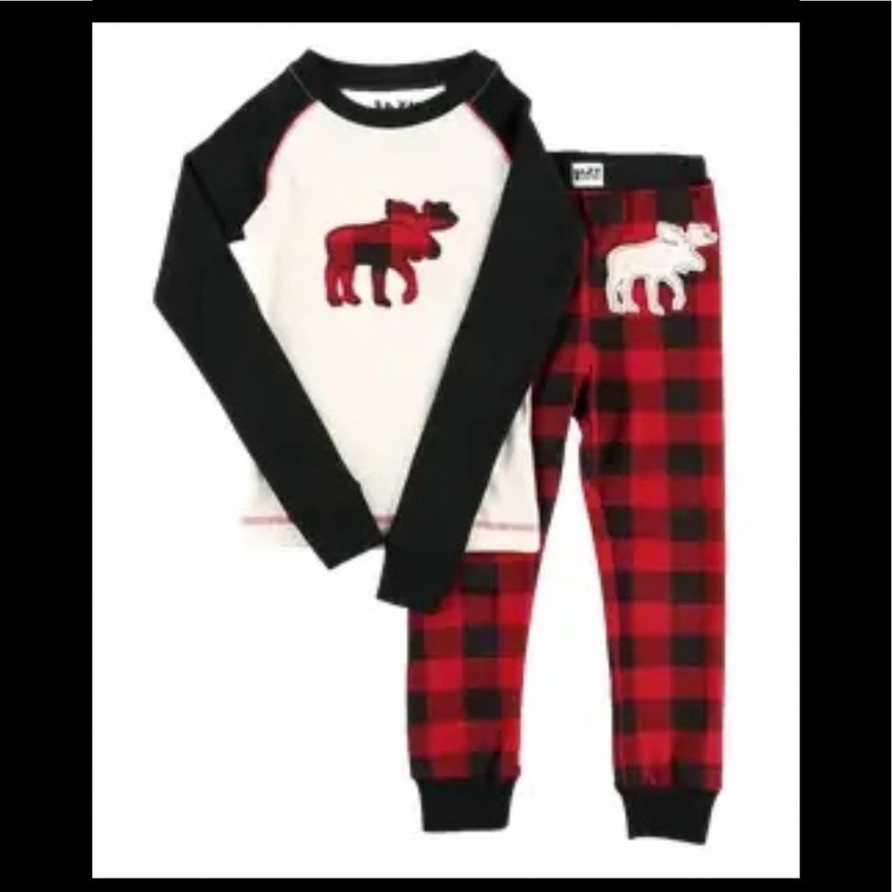 LazyOne Unisex Size 4T “Moose Plaid” Kid Pajamas